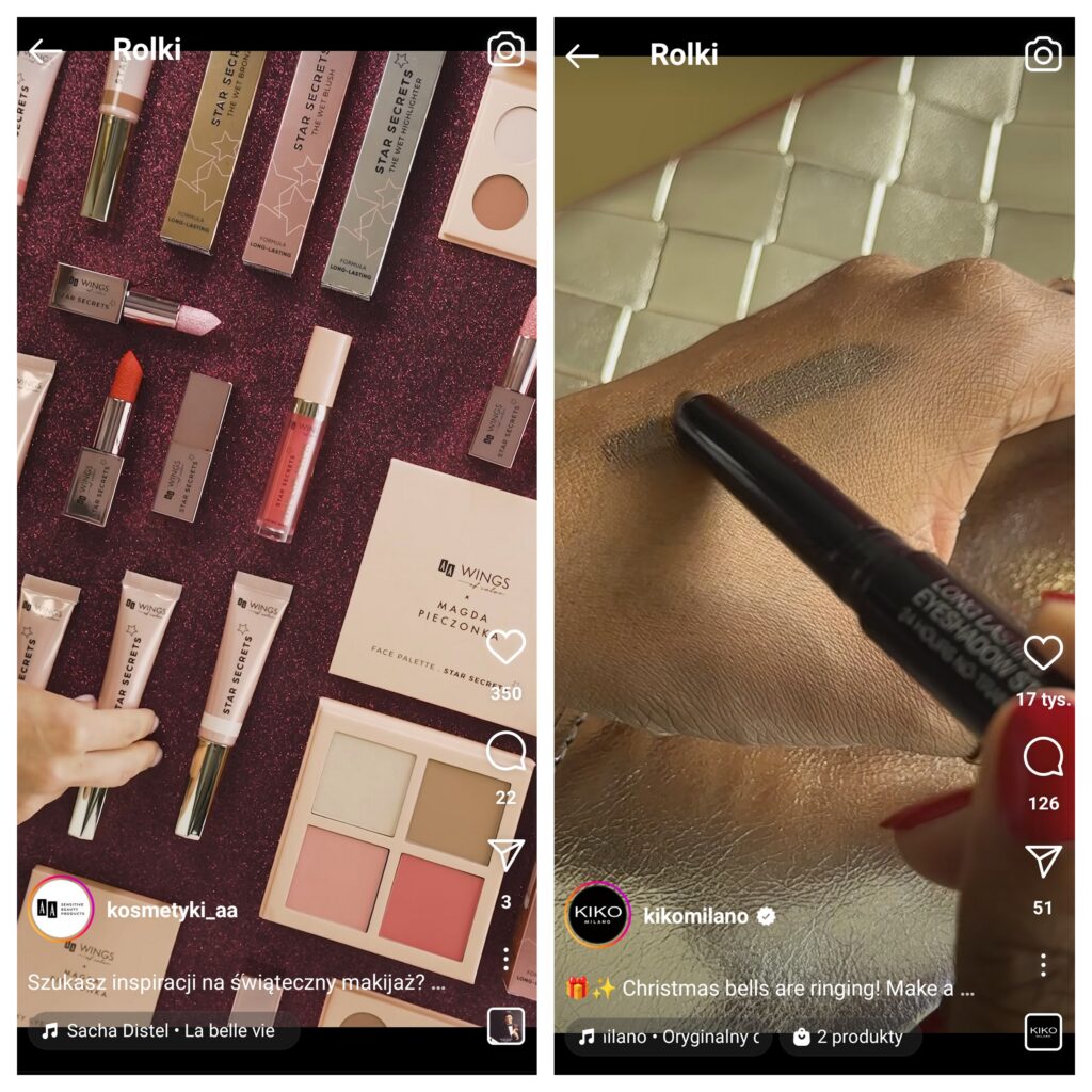 Instagram reels kosmetyki